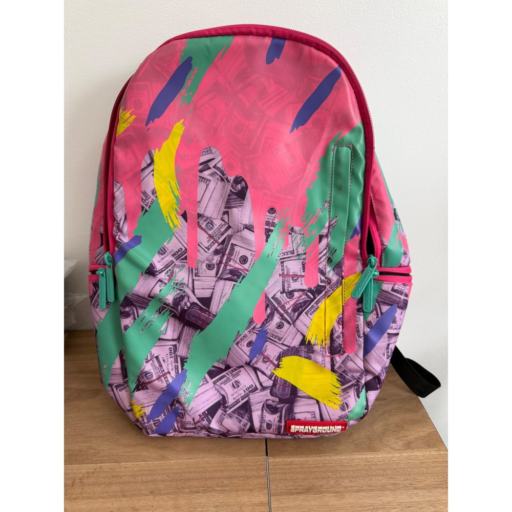 Sprayground Limited Edition Pink Money Paint Drip Backpack Kids School Bag